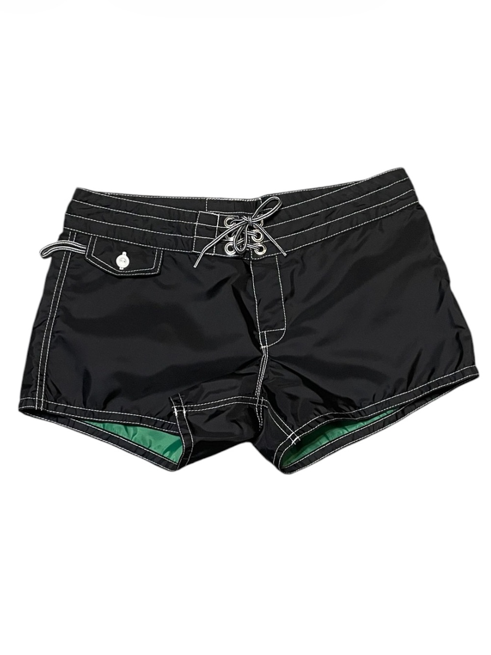 Women's Birdwell Beach Britches 400 Boardshorts Sz 4 Black Outside Green Inside